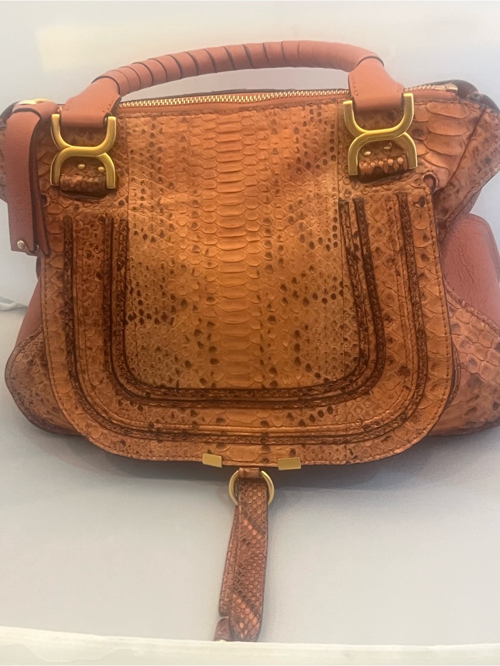 Chloé Marcie medium Python and leather satchel bag